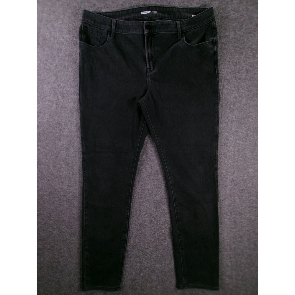 Old Navy Rockstar Jeans Women 16 Black Super Skinny Dark Wash 24/7